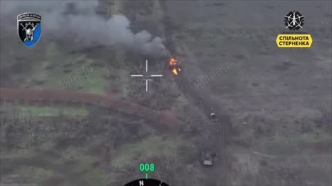 Russian Tank Crew Bails After Tank Set Alight