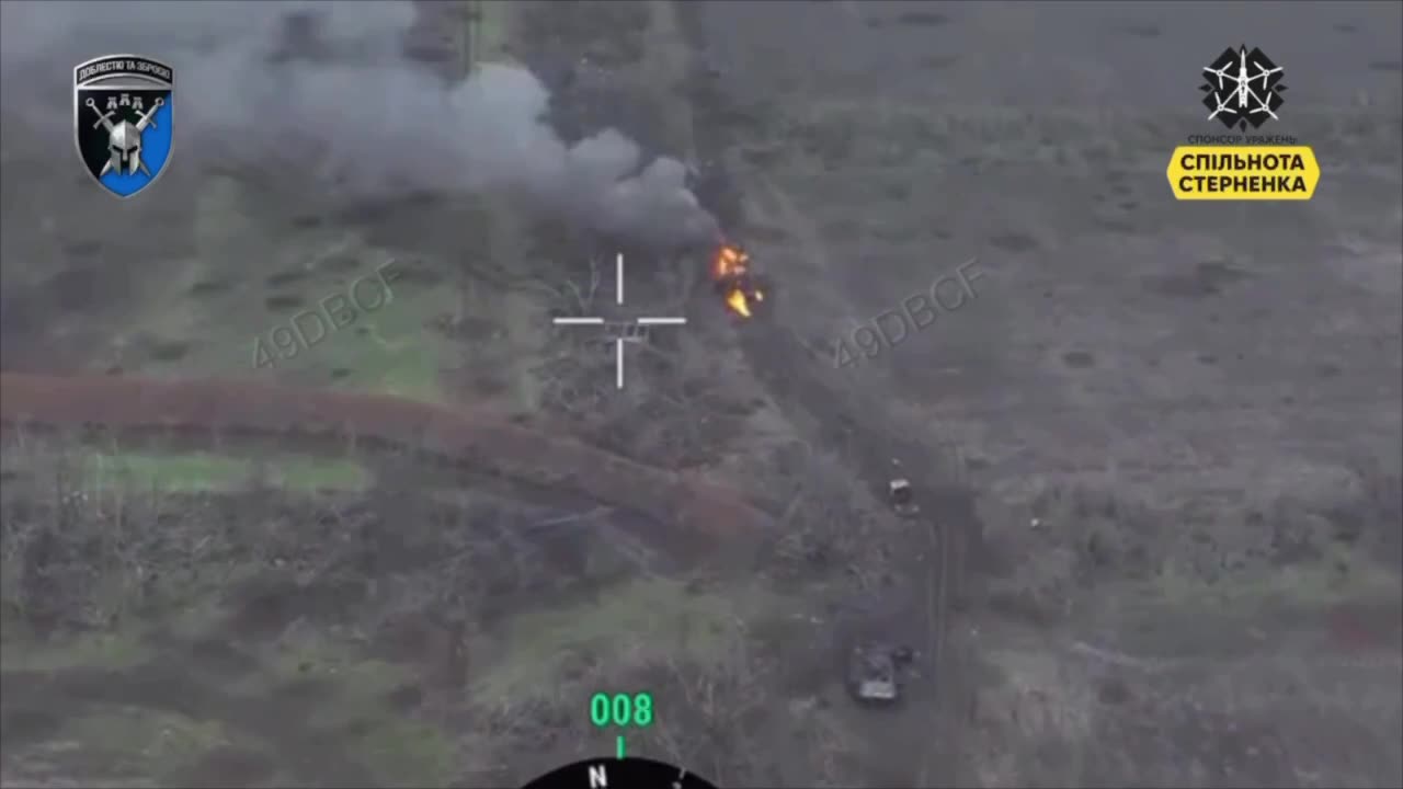 Russian Tank Crew Bails After Tank Set Alight