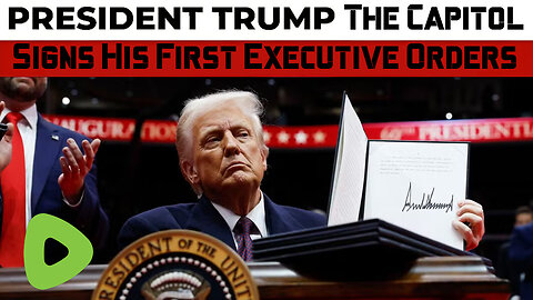 President Donald Trump Signs His First Executive Orders At The Capitol