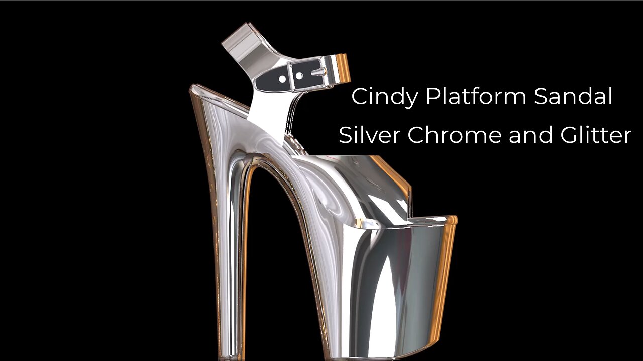 Cindy Tall Platform Shoes in Silver Chrome on Turntable | 3D Printed Shoes Before and After Painting