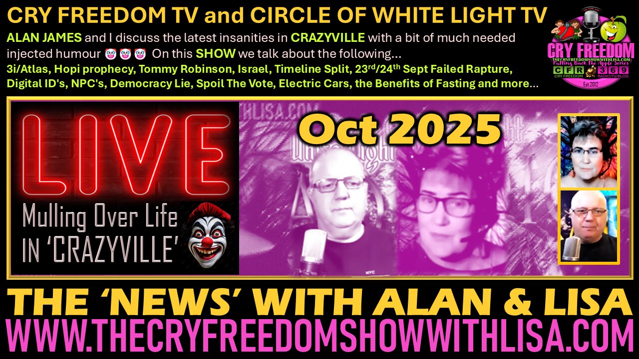 MULLING OVER LIFE IN 'CRAZYVILLE' with Alan James OCTOBER 21st 2025 🤡