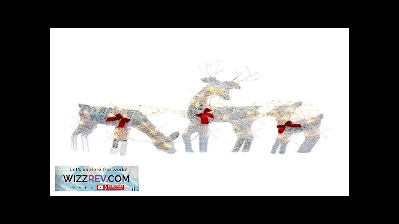 3 Piece Lighted Christmas 2D Reindeers Outdoor Decorations White Metal Up Xmas Review