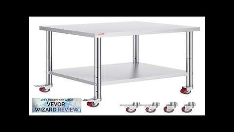 VEVOR 30x36x34 Inch Stainless Steel Work Table 3-Stage Adjustable Shelf with 4 Review