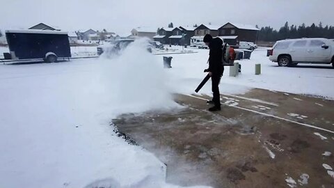 How-to Remove Driveway Snow FAST! (Leaf Blower)