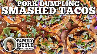 Pork Dumpling Smashed Tacos on the Blackstone Griddle