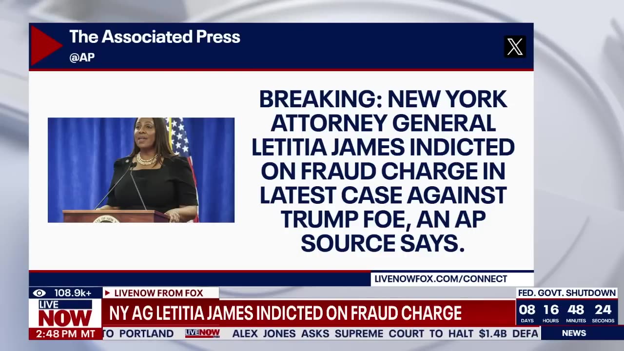 New York AG Letitia James indicted on fraud charge