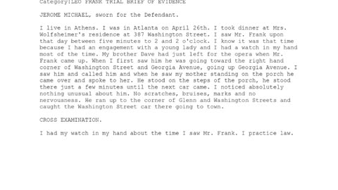 JEROME MICHAEL, Sworn In For The Defendant, 55th To Testify