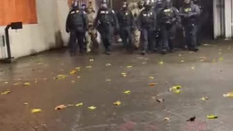 ICE officers ran out of the gate to make arrest of the female ANTIFA rioter