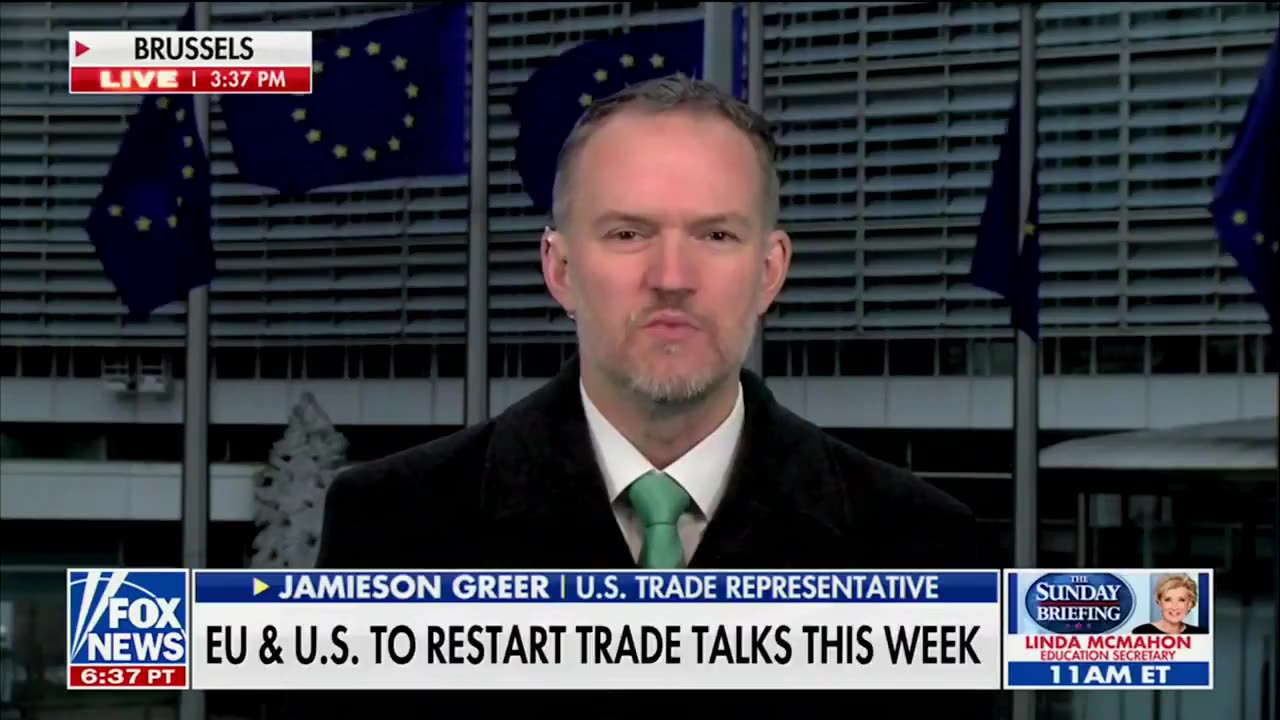 Amb. Greer says his meetings in Brussels have been "great": "Ive been meeting with my counterpart,