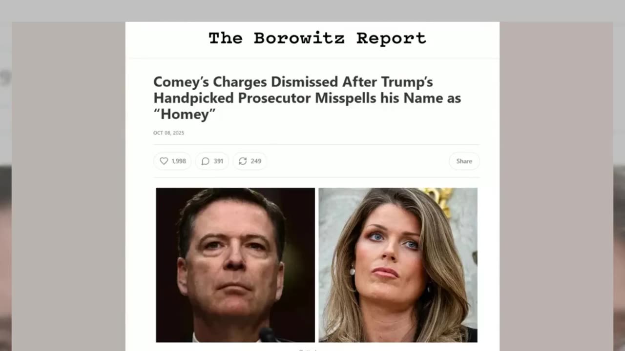 Fact Check: Comey's Charges NOT Dismissed Because Prosecutor Misspelled Name As 'Homey'