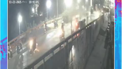 Shocking CCTV: Car Mows Down Bikers After Driver’s Heart Attack on Ambernath Flyover