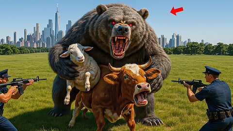 heroic rescue team saves a lone calf from a terrifying attack by a giant polar bear🐻‍❄️