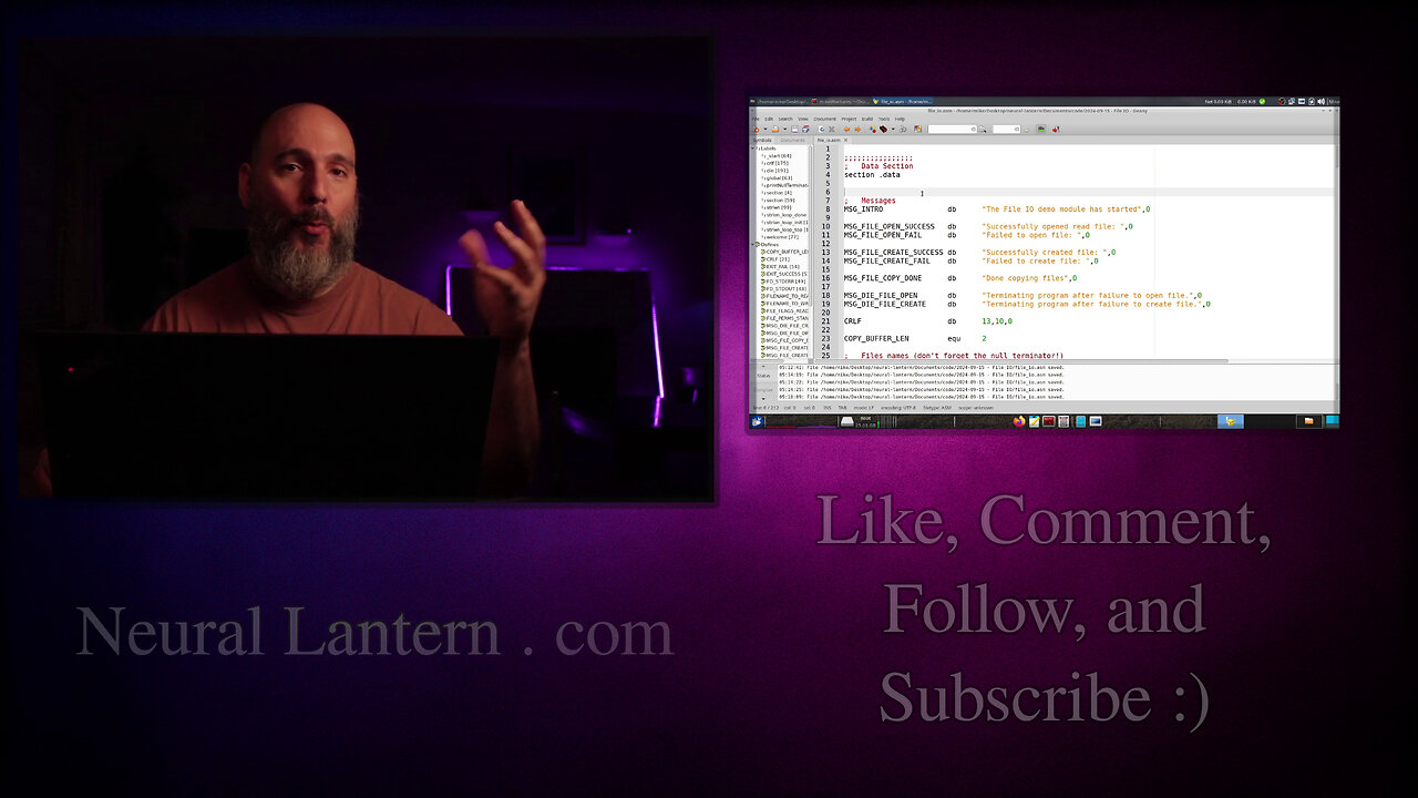 Master File Copying with System Calls in x86-64 YASM Assembly
