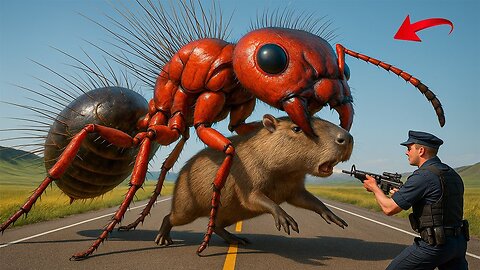 heroic rescue team saved a lone Capybara from a terrifying attack by a swarm of giant ants 🐜