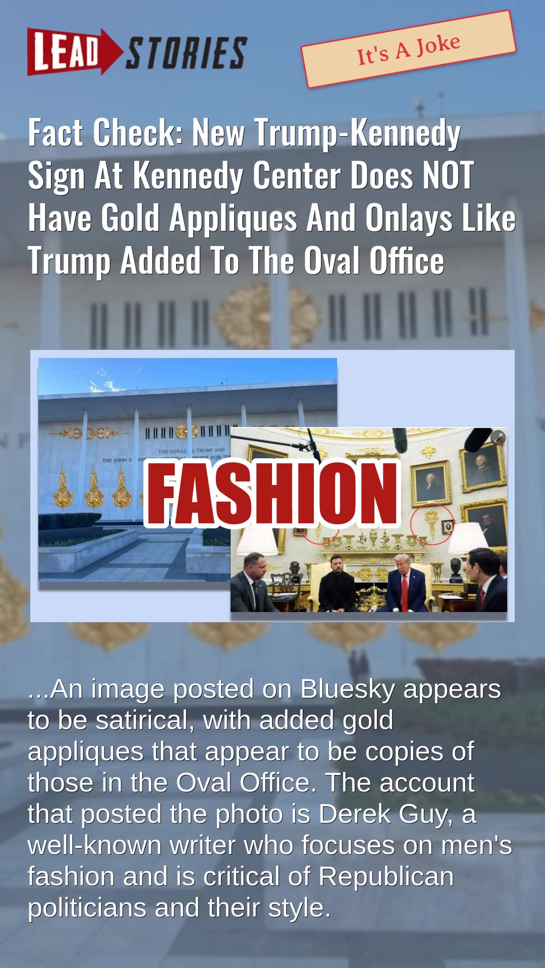 Fact Check: New Trump-Kennedy Sign At Kennedy Center Does NOT Have Gold Appliques Like Oval Office