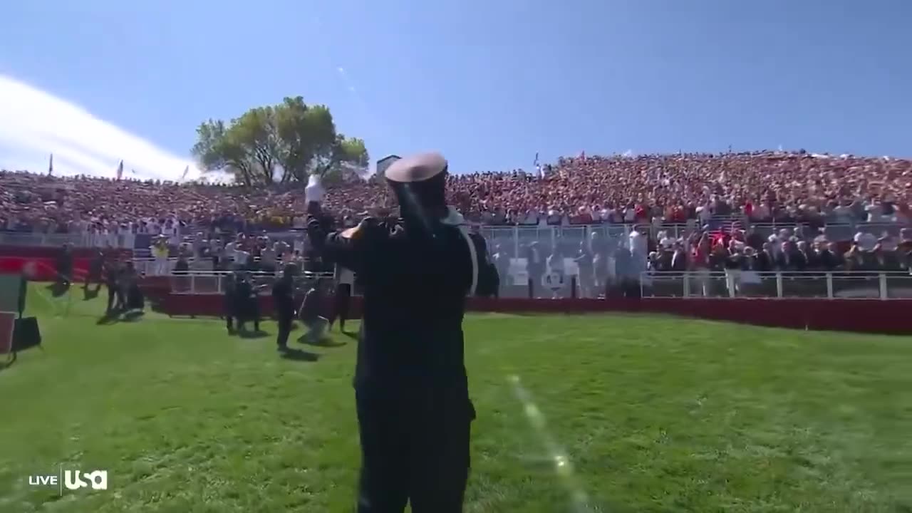President Trump SALUTES the National Anthem ...