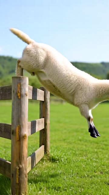 Sheep Jumping over the fence