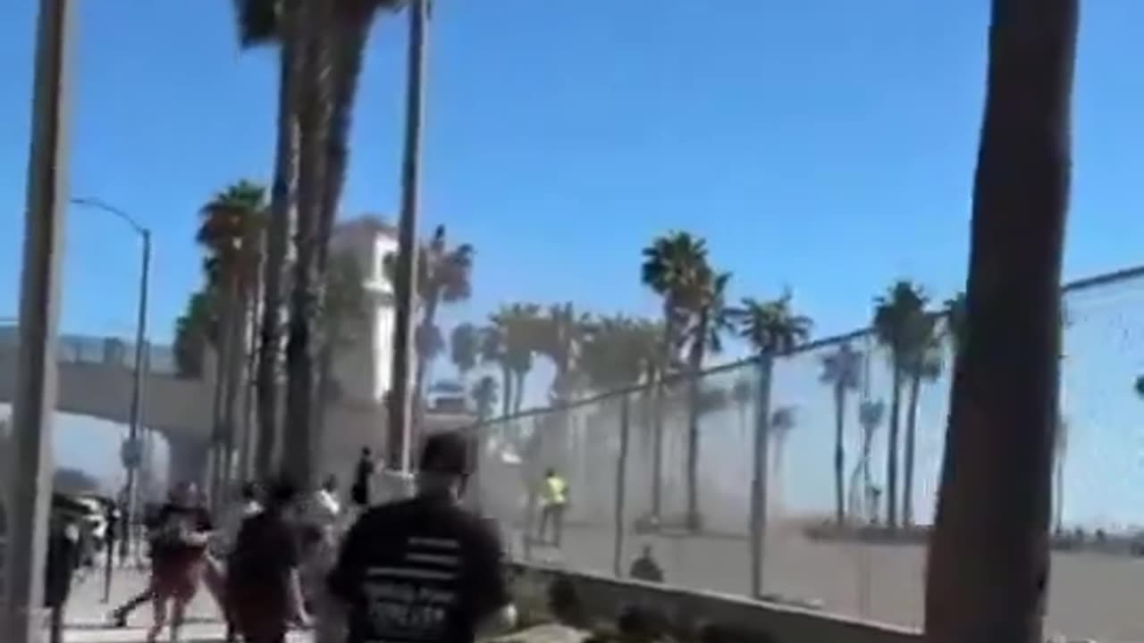 Helicopter crash in Huntington Beach, California.