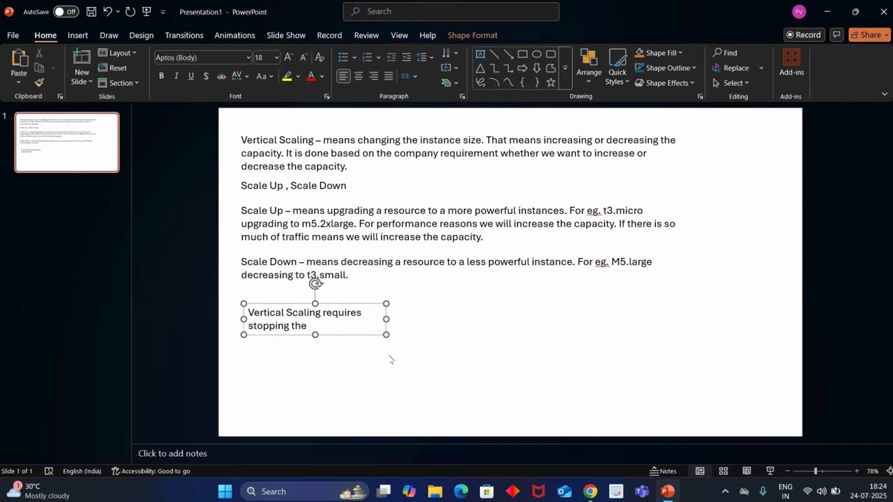 Verical Scaling by Pavithra # | Ekascloud
