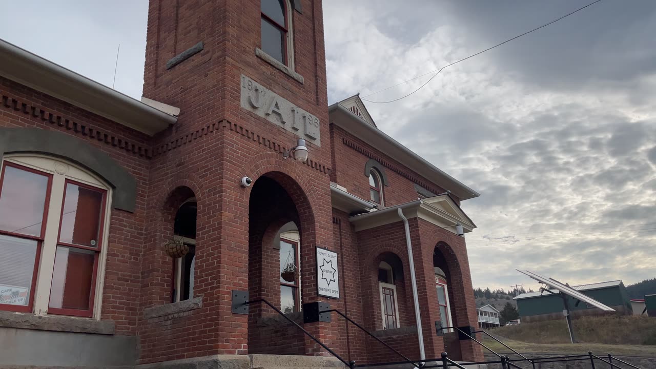 1896 Jail House in the mountains of Montana. Outside walking tour of jail and overlook of the town