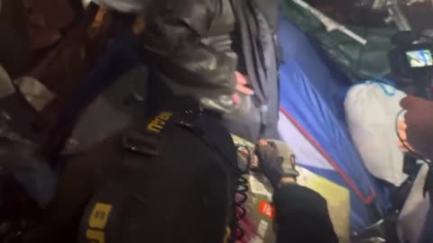 Unmasked ANTIFA militant is forced to remove tents surrounded by PPD, Portland