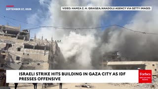 Camera Captures The Exact Moment An Israeli Strikes Hits A Building In Gaza