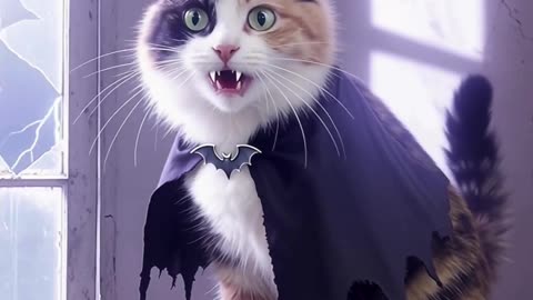 Vampire Cat Takes Over Halloween Night 🦇😻 | Spooky Kitty Short