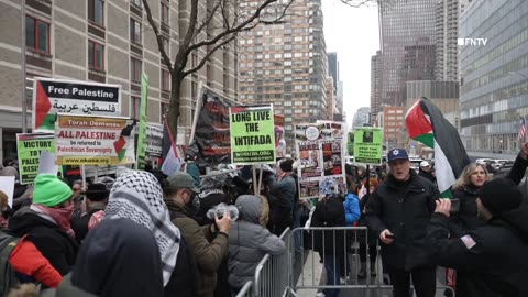 "Flood NYC For Gaza" protest outside NYU Tisch Hospital in Manhattan.