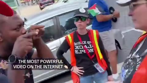 An immigrant from Africa argues with Democrats at No Kings Protest