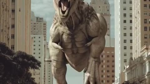 Bebê gigante engatinhando pela cidade.