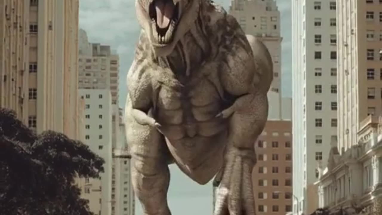 Bebê gigante engatinhando pela cidade.