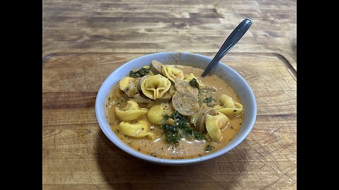Creamy Vegetarian Sausage and Tortellini Soup