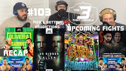 The 3 Fight Casuals #103 UFC Canada Reiner de Ridder vs Brendan Allen PICK & BETTING PREDICTIONS