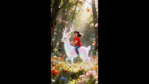 A young girl riding pegasus