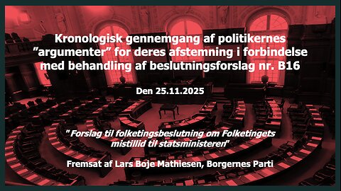 GENNEMGANG AF DEBAT OM FOLKETINGSBESLUTNING OM MISTILLID TIL STATSMINISTEREN