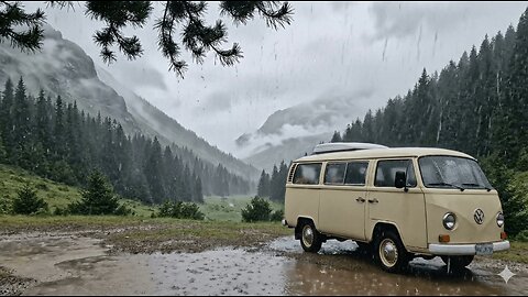 Rain in Mountains ASMR | Camper Van Ambience | 10 Hours Static Frame for Sleep