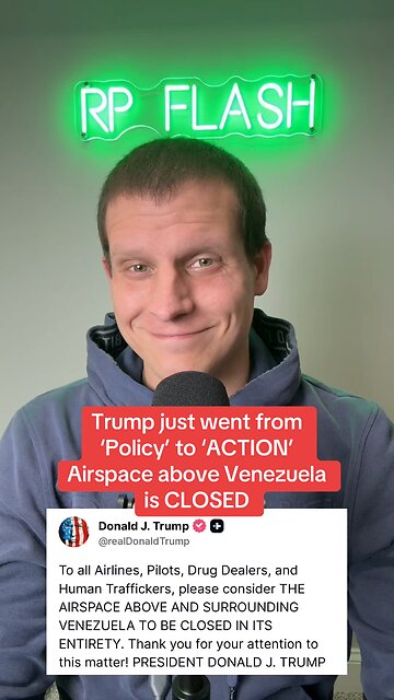 Trump just went from ‘Policy’ to ‘ACTION’ The airspace above Venezuela is CLOSED