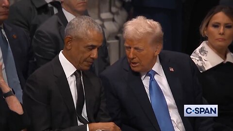 Trump and Obama speaking at President Carter Funeral