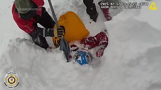 Dramatic rescue of an avalanche victim in Colorado being dug out from underneath snow