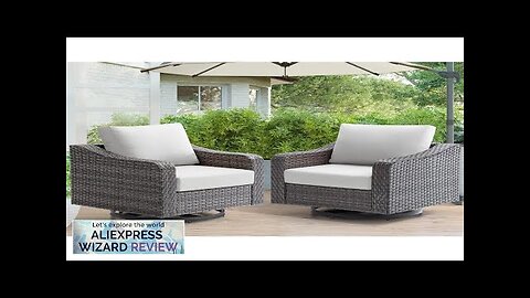 2pcs garden Chairs Outdoor with Wicker360° Rotating Sofa Chairs with Cushions for Review