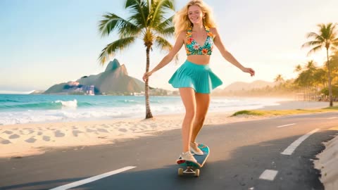 Skateboarding with HER PT 2 - Tropical BEATS & AI Women | Official Music Video