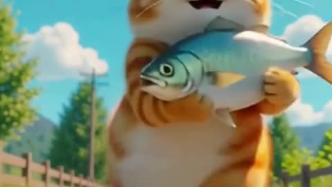 Cat Runs Off with a Giant Fish! 😂🐟💨