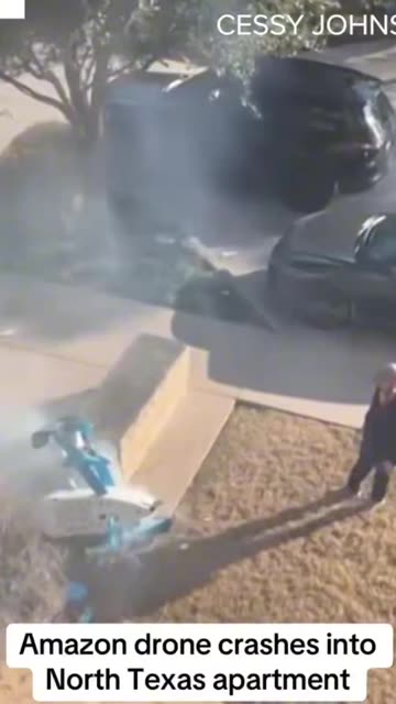 Amazon delivery drone crashed into the side of an apartment building in North Texas