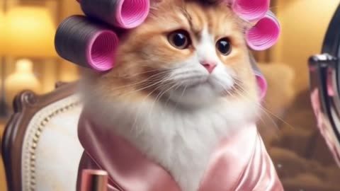 Glamorous Cat: Watch Her Apply Lipstick #AICats #CuteAICats
