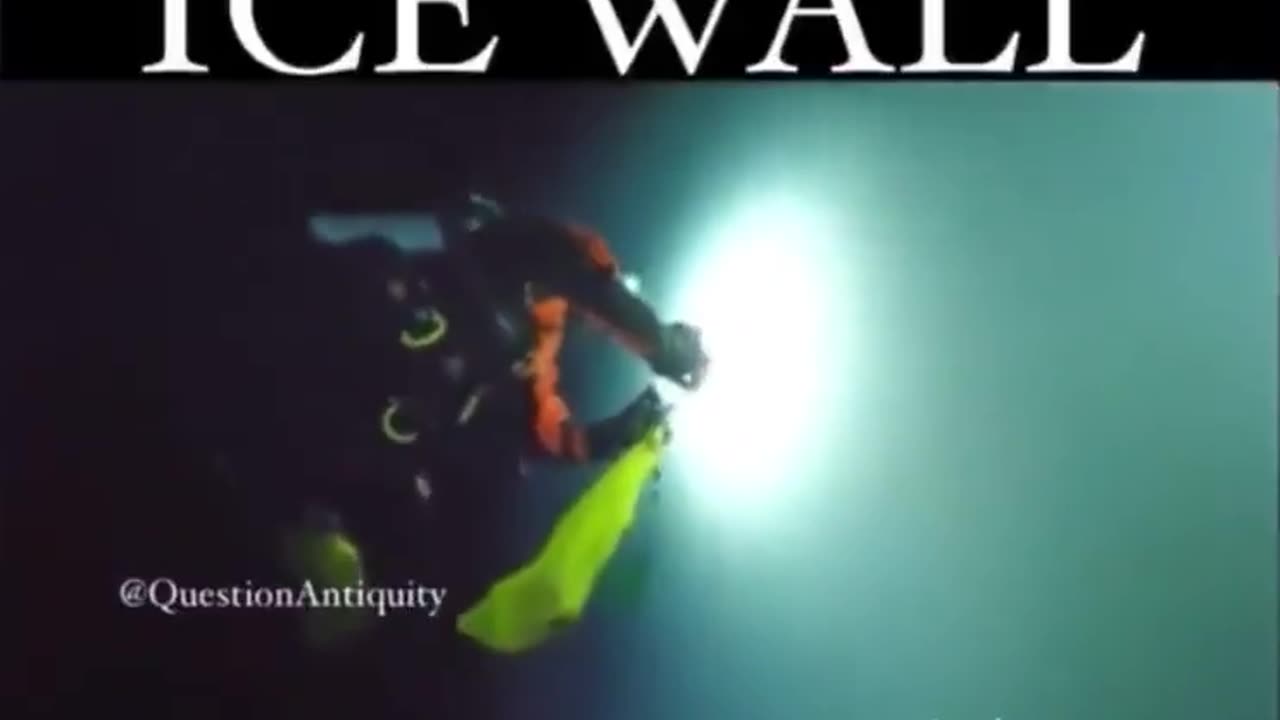The ice wall below the Antarctic barrier.