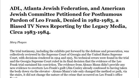 Frank pardon push rejected; ADL and others faced biased 1982–84 coverage
