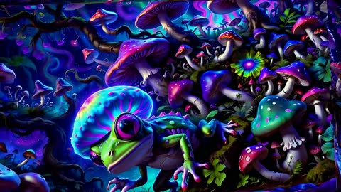 AI Manifest: Frogs and Fractals | Psychedelic Cosmology [2025 Visuals] [Progressive Beat]