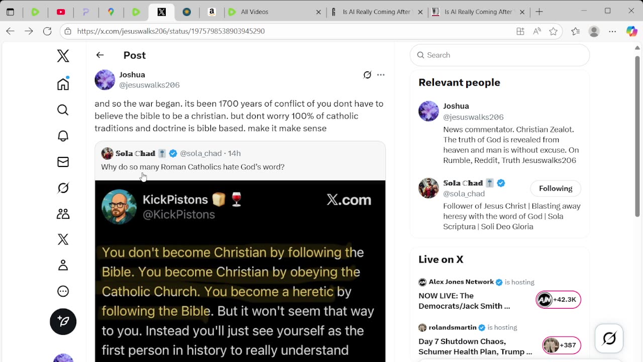 Believing the Bible makes you a heretic, Catholic doctrine is "based on the bible"