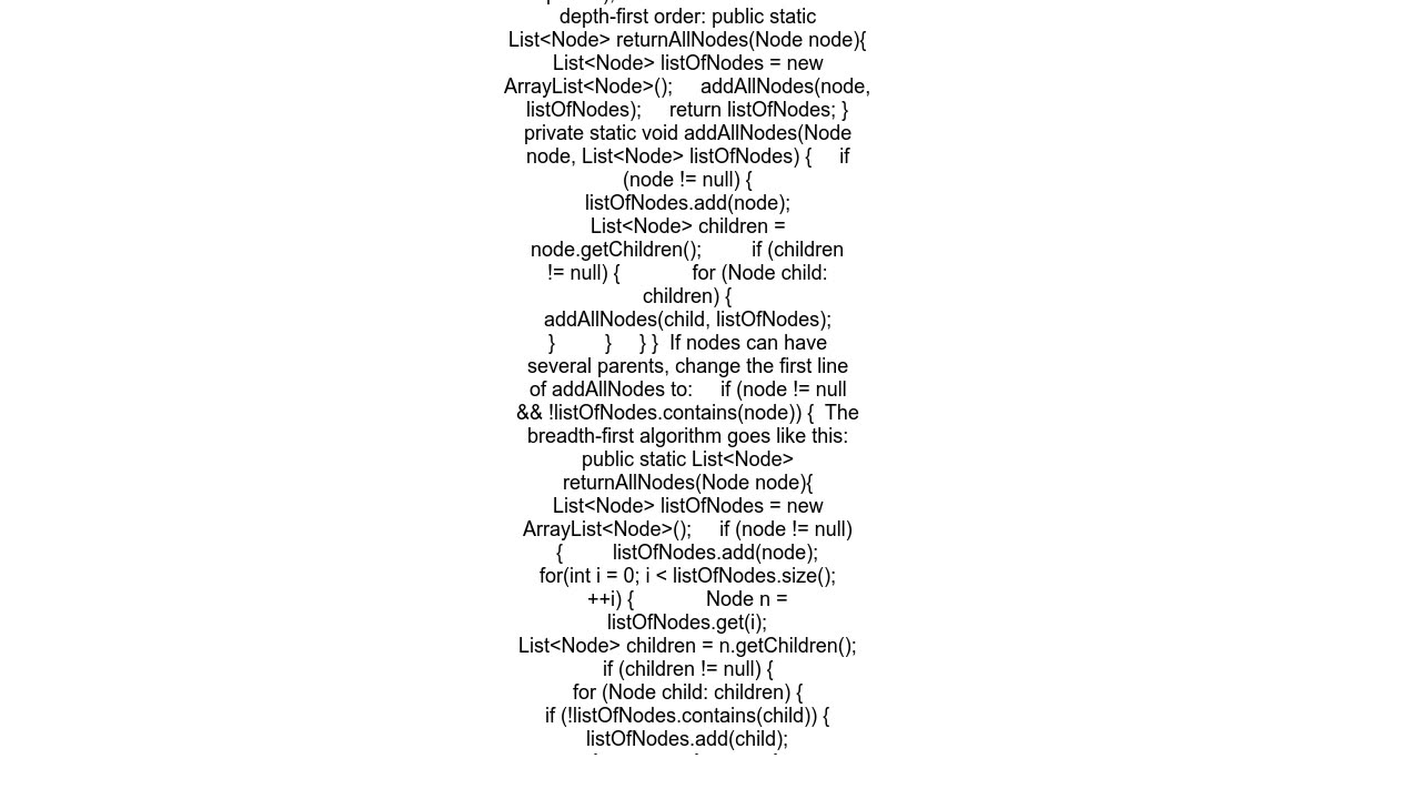 Return list of Nodes a Tree in Java-Parent can have multiple child Nodes