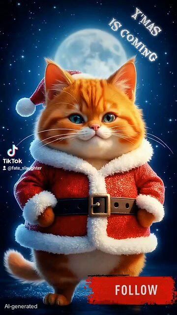 SANTA PAWS !!!! Happy X'mas Orange Cat CHRISTMAS FUN